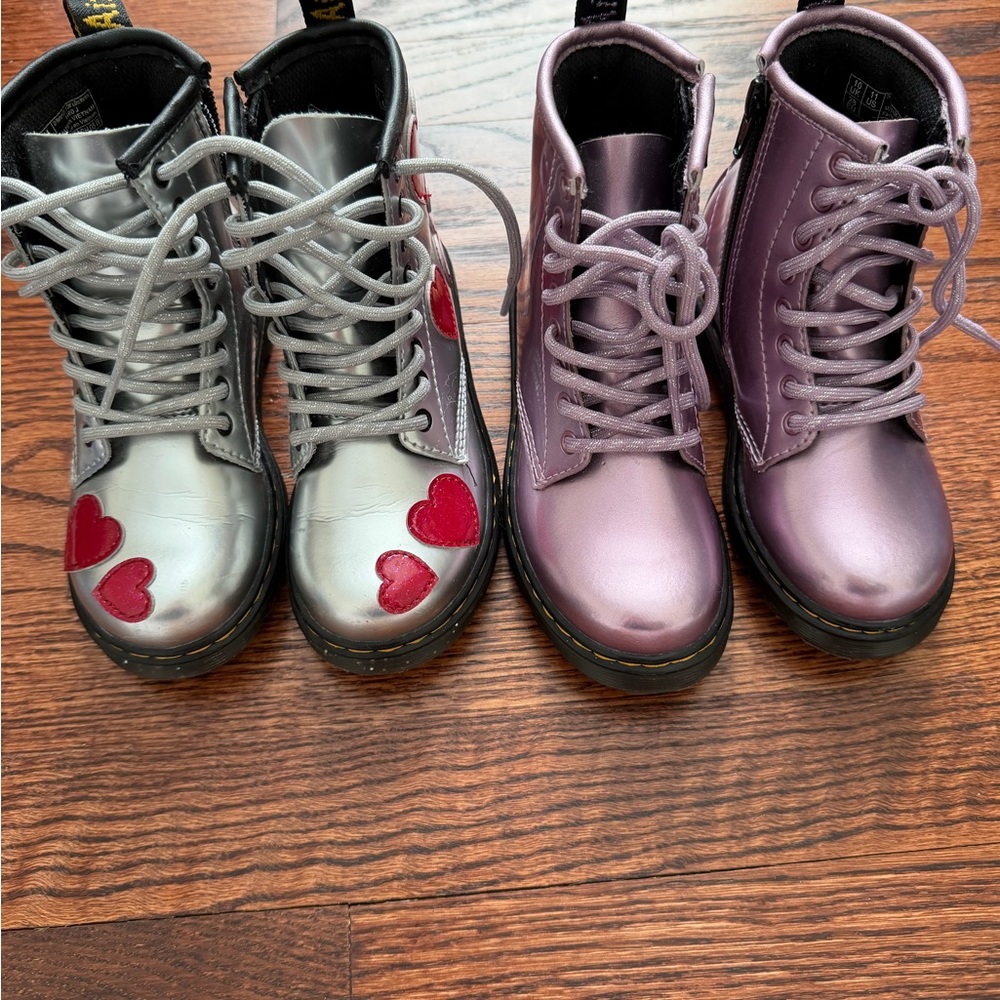 Dr. Martens Kids Boots
Silver with Red Hearts and Purple  BOTH FOR 50$